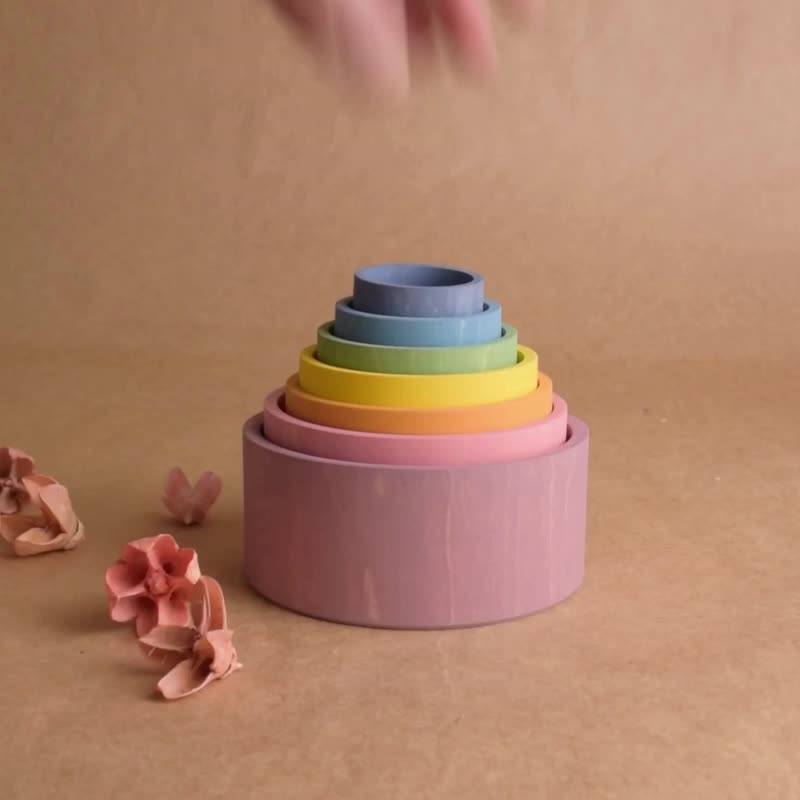 Wooden Nesting Pastel Bowls Toy Set - 寶寶/兒童玩具/玩偶 - 木頭 粉紅色