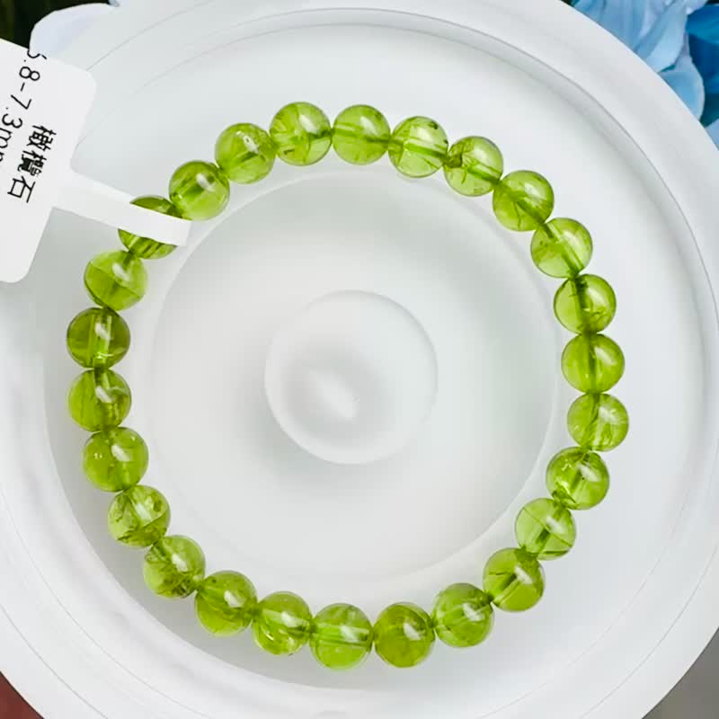 天然財富之光橄欖石6.8-7.3mm15.96g招貴人正向思考增進人際關係 - 手鍊/手環 - 水晶 綠色