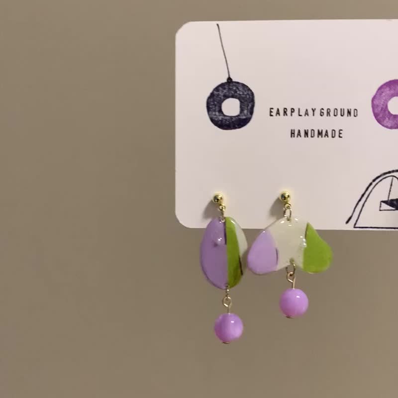 春天野餐趣 - 三色三明治 - 耳環/耳夾/耳骨夾 - 樹脂 多色