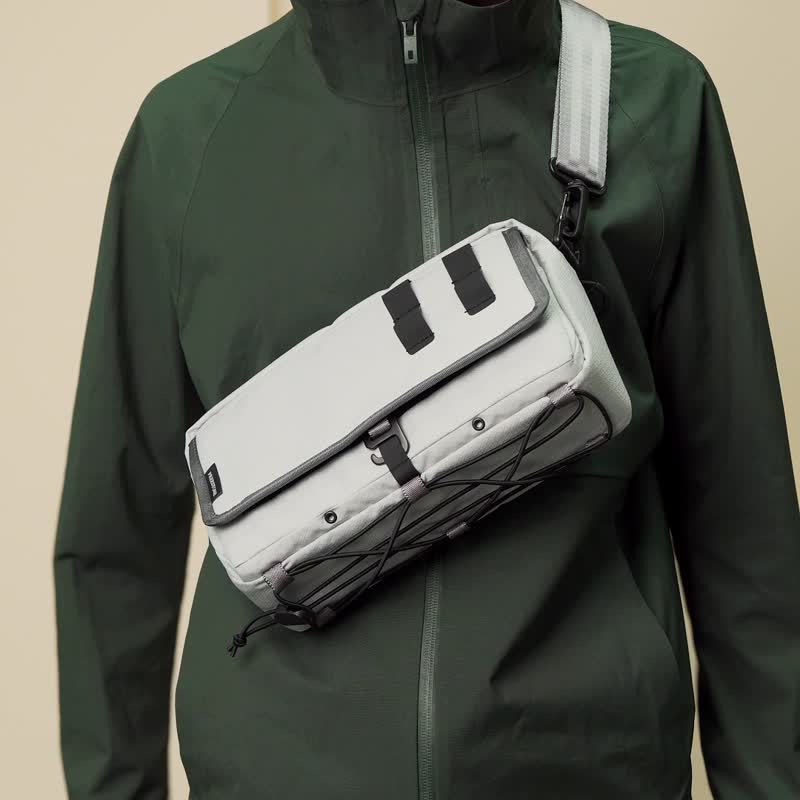 Fastpac Plus - Travel Sling - Bright Grey | Ripstop, RecyclePET, DWR - Messenger Bags & Sling Bags - Waterproof Material White