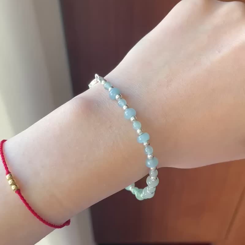 Blue water jade gradient bracelet item A - สร้อยข้อมือ - หยก 