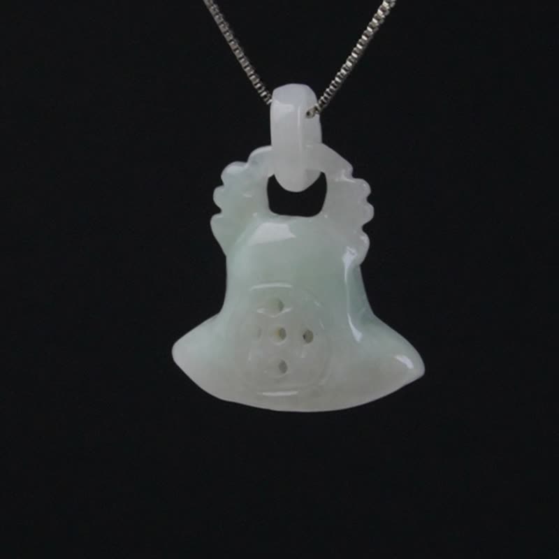 Green jade bell necklace | Natural Burmese jade jade A goods | Gift giving - Necklaces - Jade Green