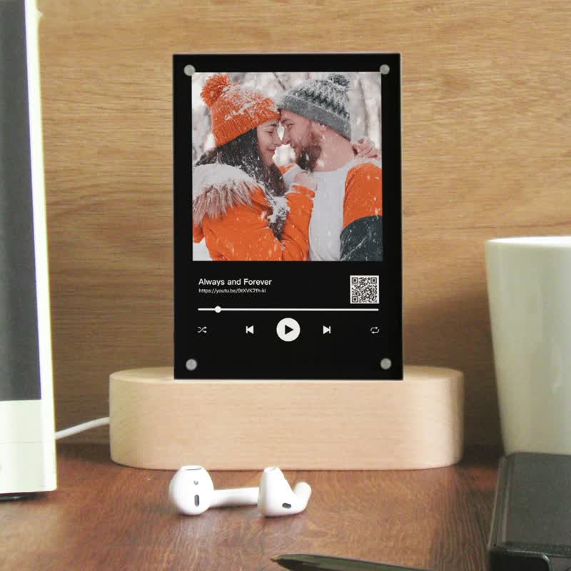 クリスマスギフトボックス カスタムカップルフォトナイトライト Spotify曲写真フレーム 彼氏彼女への贈り物 - 照明・ランプ - アクリル 