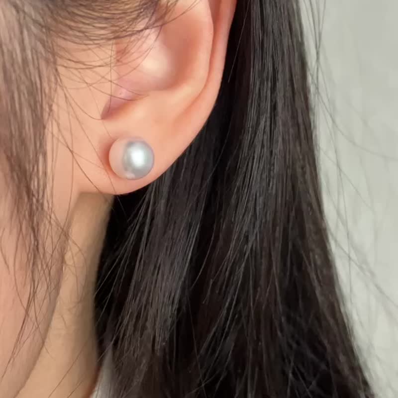 Akoya pearl earrings, pearl earrings, K18 gold, made in Japan, genuine pearls, pearl earrings, large size, pearl Clip-On Clip-On , pearl earrings, celestial flower lover - Earrings & Clip-ons - Pearl White