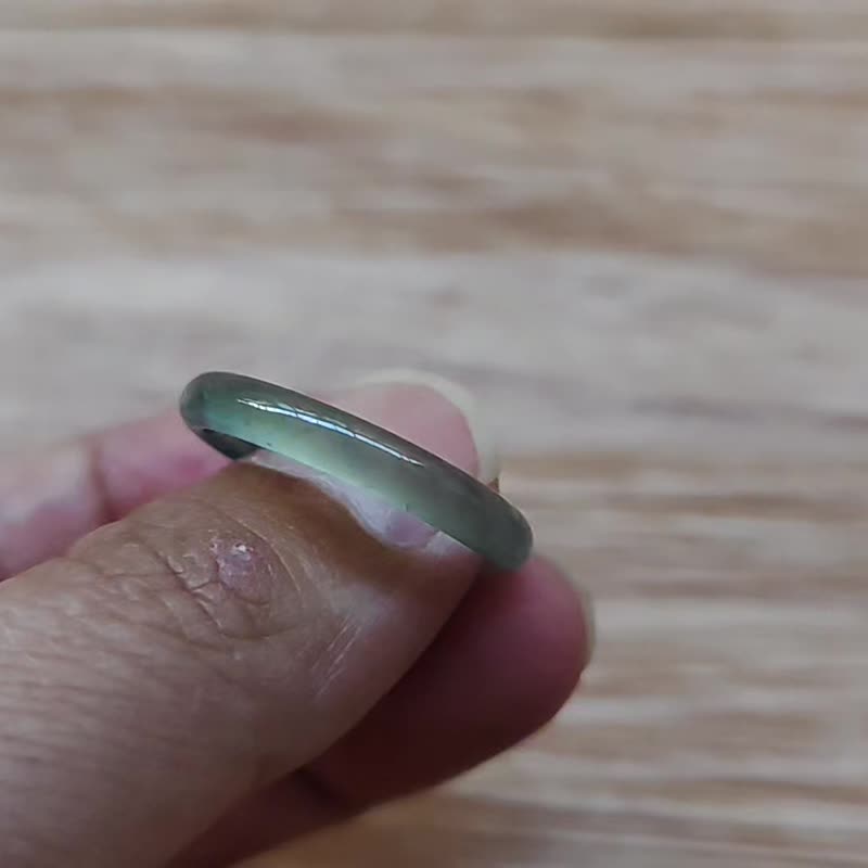 Qincui Natural Guatemalan Jade High Ice Green Floating Flower Finger Ring Size 16 - General Rings - Jade Green