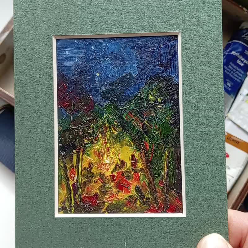ACEO Original Art Oil Painting Landscape. Collectible Miniature 2.5x3.5 inch - 壁貼/牆壁裝飾 - 紙 多色