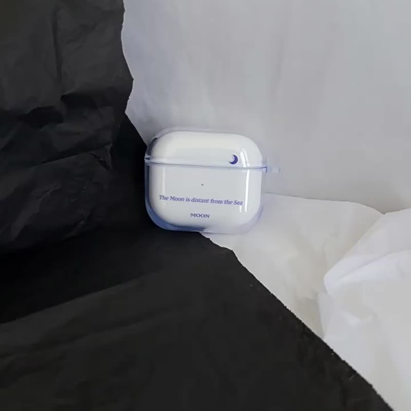 原創 月亮離海很遠 透明AirPods耳機保護殼 - AirPods/耳機保護套 - 矽膠 白色