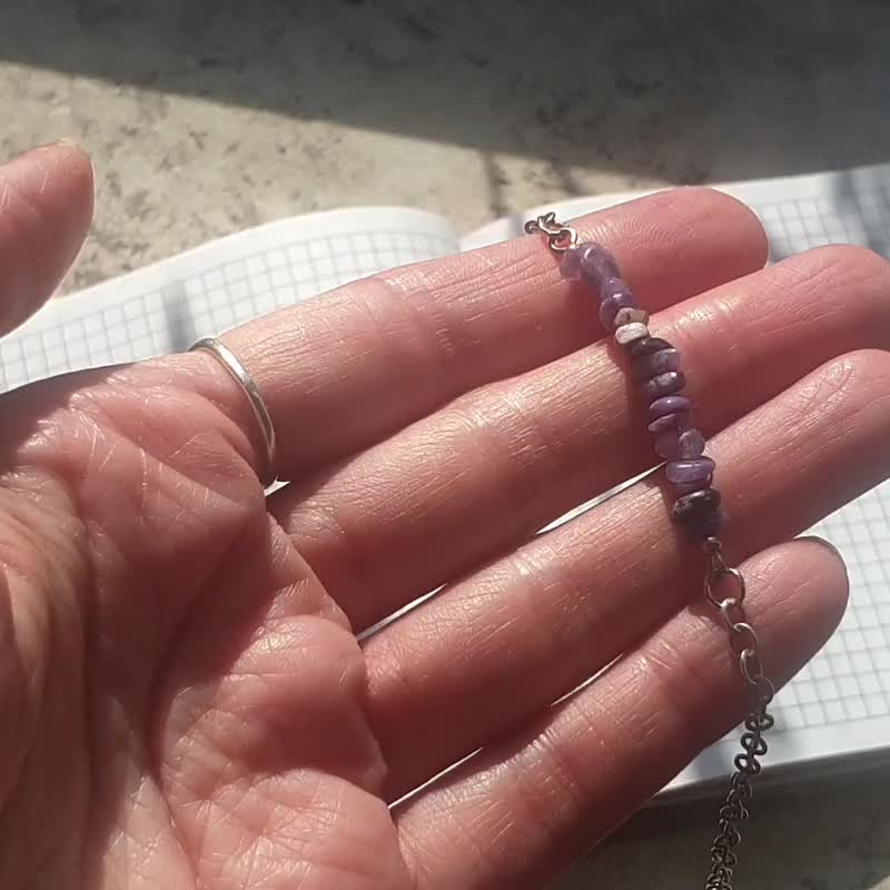 Charoite Bracelet, 925 Silver, Taurus birthday gem, Mother Day gift - 手鍊/手環 - 寶石 紫色