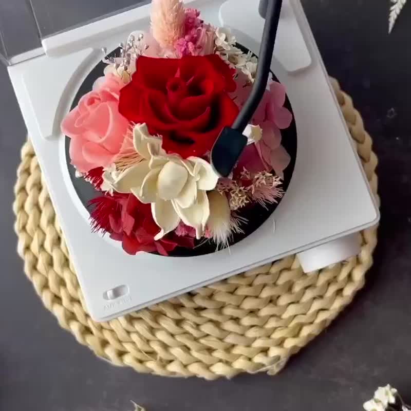 2F [Flower Time Love Song] Clock/Small Alarm Clock/Music Box/Bluetooth Speaker/Eternal Flower - Dried Flowers & Bouquets - Plastic Red