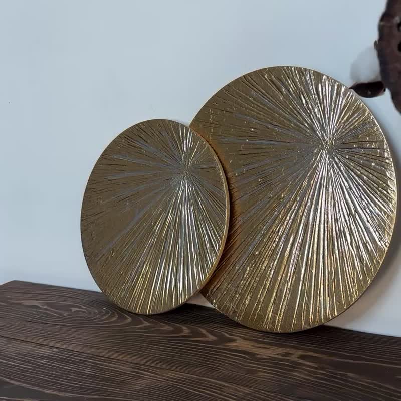 Set 2 Golden round paintings, set Pans on the wall, Golden State two paintings - Posters - Other Materials Gold