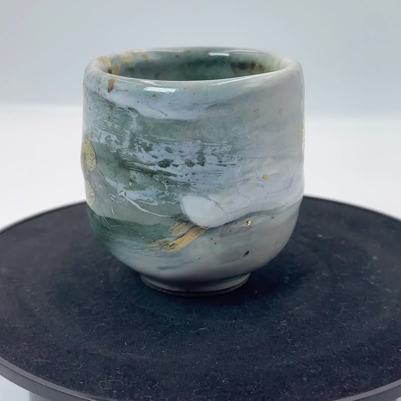 墨志野手握鎏金杯-開片系列-容量約200cc - 茶壺/茶杯/茶具 - 陶 