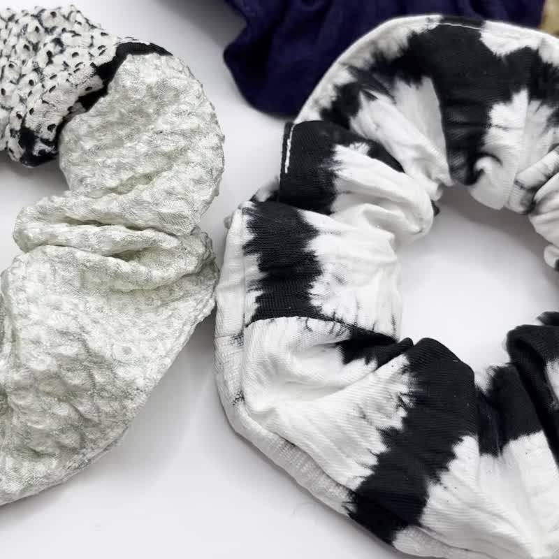 升級再造有松絞染髮圈 日本手染布製作的獨一無二髮飾 - 髮夾/髮圈 - 棉．麻 多色