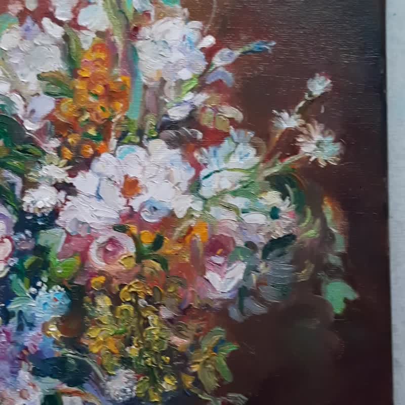 花瓶の花の絵画 オリジナルアート 油絵 キャンバスに油絵 - ショップ