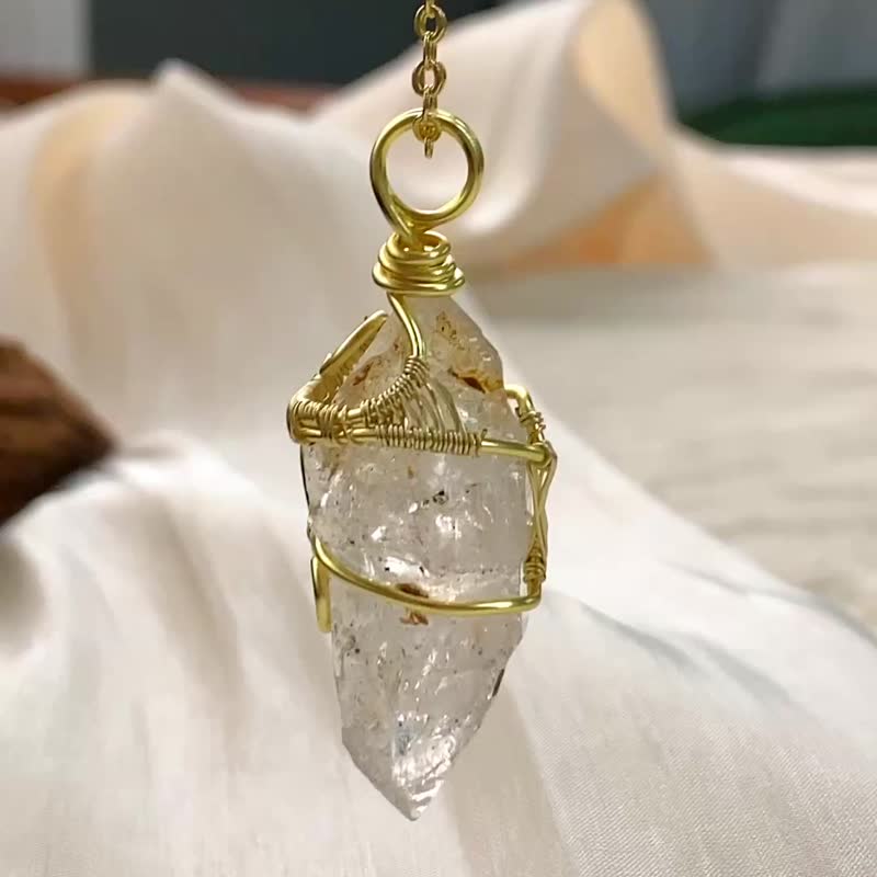 【高頻水晶】骸骨閃靈鑽水晶項鍊 / 可客製掛飾 - 項鍊 - 寶石 金色