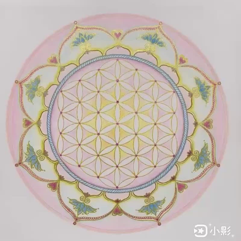 Hand-painted oil canvas frameless painting beautiful blessings positive energy sacred totem joy zen flower of life mandala - โปสเตอร์ - ผ้าฝ้าย/ผ้าลินิน หลากหลายสี