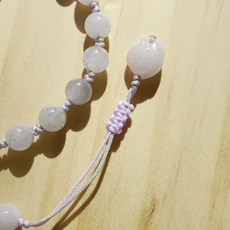 Handmade Jade Bracelet - Twilight Roses - Double Wrap Bracelet - 手鍊/手環 - 玉石 灰色