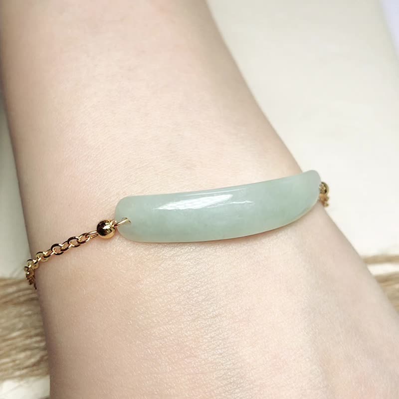 [May Nothing Happen] Ice jadeite Wushi brand design bracelet 14K gold-filled | Natural grade A jadeite | - สร้อยข้อมือ - หยก สีใส