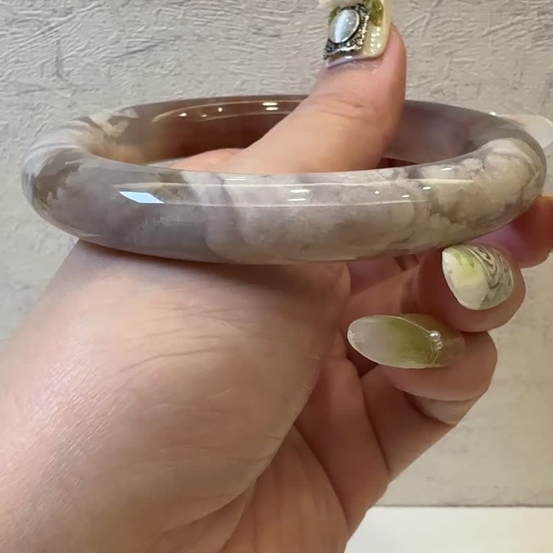 櫻花瑪瑙手鐲 瑪瑙手鐲高級烟紫灰漸變酒紅粉花底卷川實花風58-59 - 手鍊/手環 - 玉石 