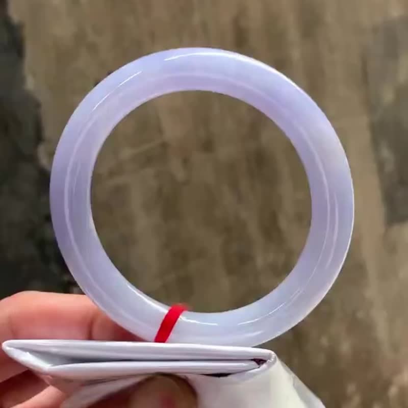冰種翡翠天然翡翠玉鐲 A玉手鐲 玉鈪 • 冰種紫羅蘭翡翠圓鐲 - 手鍊/手環 - 玉石 紫色