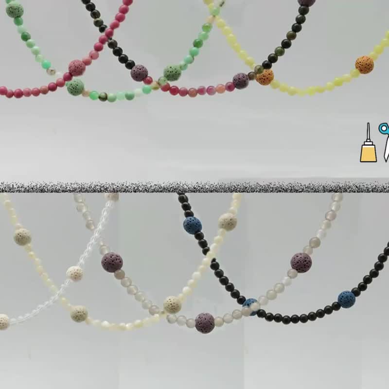 DIY材料包 串珠項鍊 祝福寶石x香氛石 選8款 禮盒包裝 教學影片 - 金工/飾品 - 寶石 多色