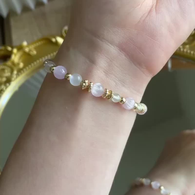 //紫羅莎//愛情之鍊 拉絲紫鋰輝 藍月光 葡萄石 天然水晶手鍊 - 手鍊/手環 - 水晶 紫色