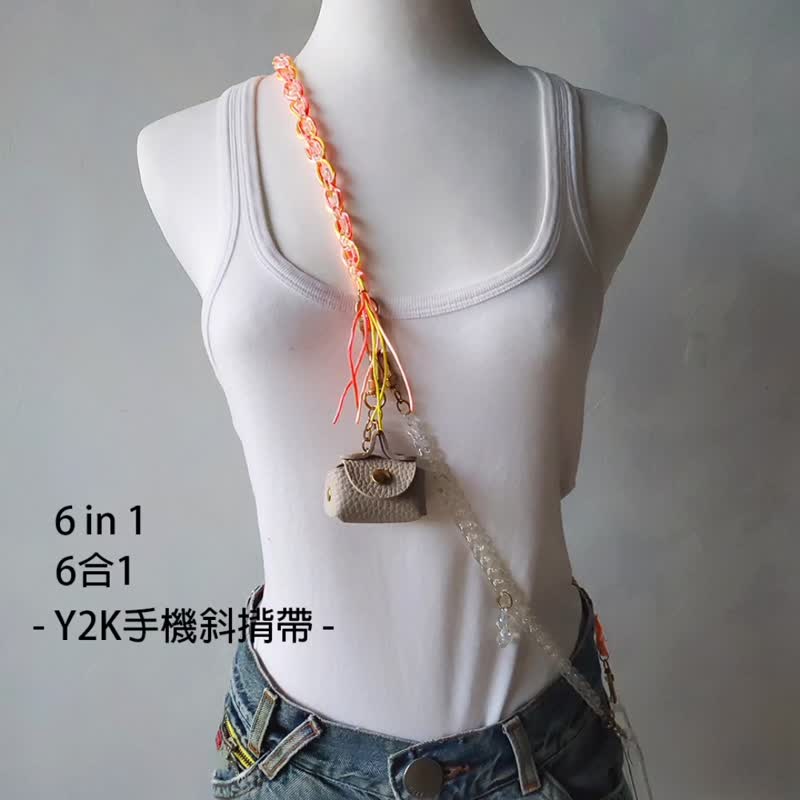 6合1手機掛繩連夾片 手機背帶 手機腕帶 零錢包鑰匙圈 霓虹 - 手機掛繩/背帶 - 其他材質 多色