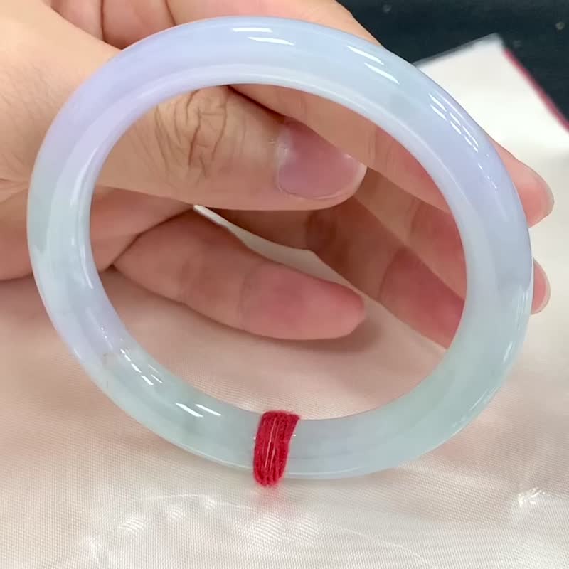 冰種 天然翡翠 緬甸 A玉 玉鐲 • 冰種春帶彩翡翠圓鐲 - 手鍊/手環 - 玉石 紫色