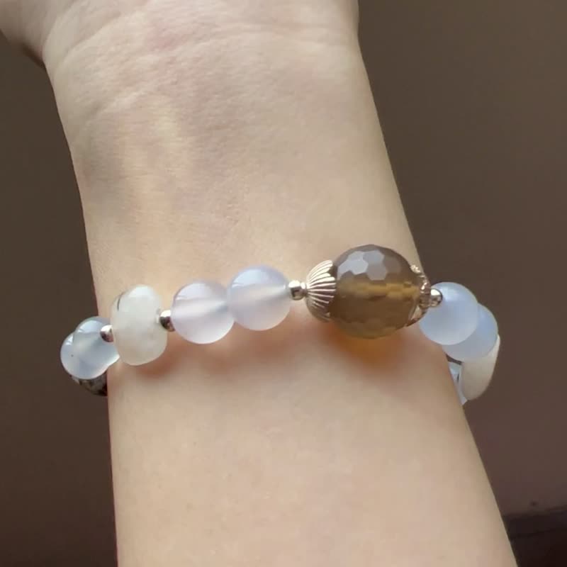 ||藍霧|| 小清新系列。藍玉髓/瑪瑙/黑髮晶/茶晶 手串 快速出貨 - 手鍊/手環 - 水晶 多色
