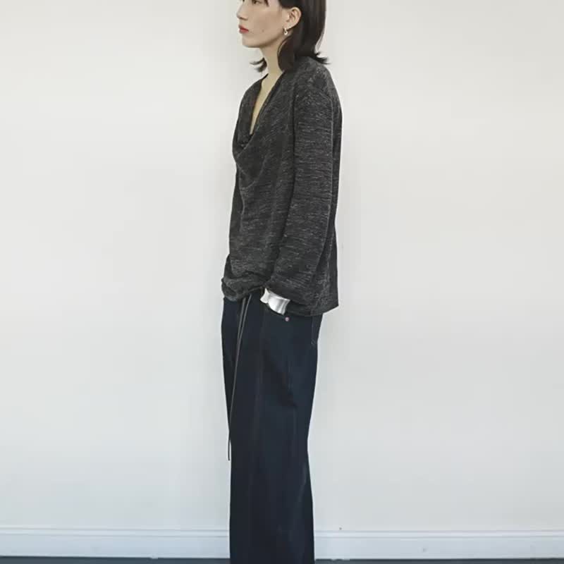 法式復古 / 鐮刀繭型牛仔褲 / 立體剪裁 - 女長褲 - 其他材質 藍色