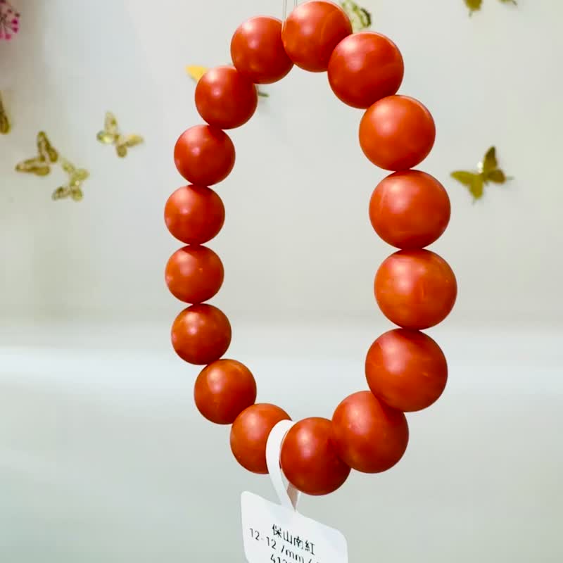 小精品保山柿子紅南紅12-12.7mm44.94g去熱散寒氣血循環補血養顏 - 手鍊/手環 - 水晶 紅色