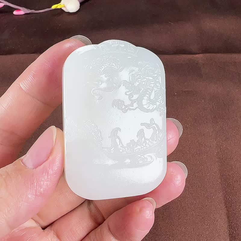 秒殺價 天然新疆和田玉羊脂玉龍騰盛世山水意境吊墜 - 吊飾/掛飾 - 玉石 