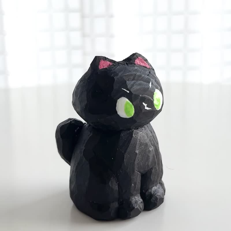 Black Cat - Stuffed Dolls & Figurines - Wood Black