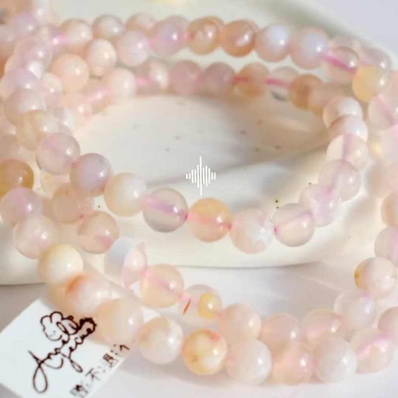 Amelia Jewelry丨桃花釀丨櫻花瑪瑙鹽源瑪瑙天山翠原創設計手串 - 手鍊/手環 - 水晶 粉紅色