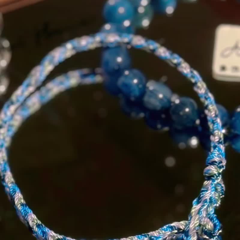 彌雅手作丨掌心傳到繩結的溫度丨編織手繩 - 手鍊/手環 - 棉．麻 藍色