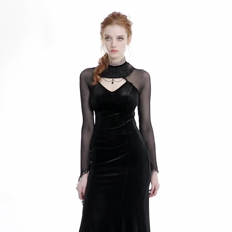 Pagan medium mandala hollow dress/one piece dress/last piece - ชุดราตรี - วัสดุอื่นๆ สีดำ