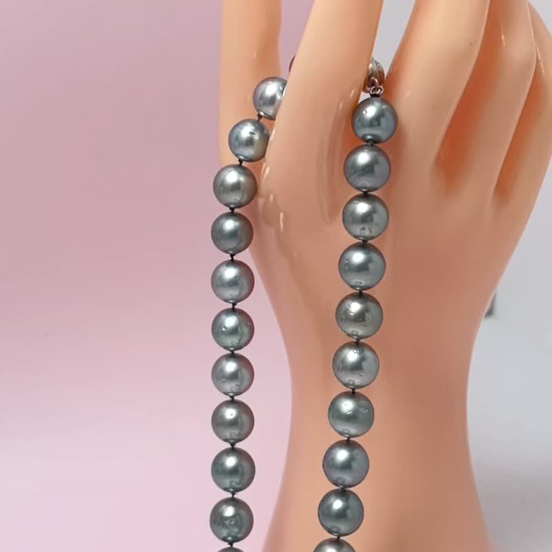 天然海水珍珠 大溪地黑珍珠 鉑金灰 項鏈 - 項鍊 - 珍珠 多色