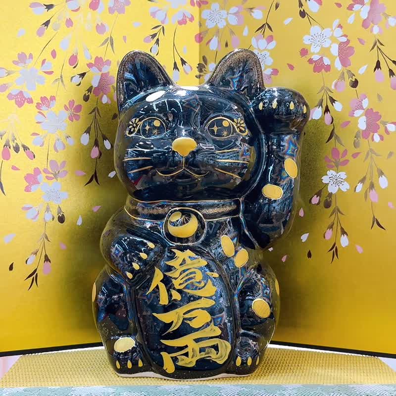 【瑞星耀幣】日本清水燒招財貓 | 星結晶 - 金幣 特大 - 擺飾/家飾品 - 瓷 綠色