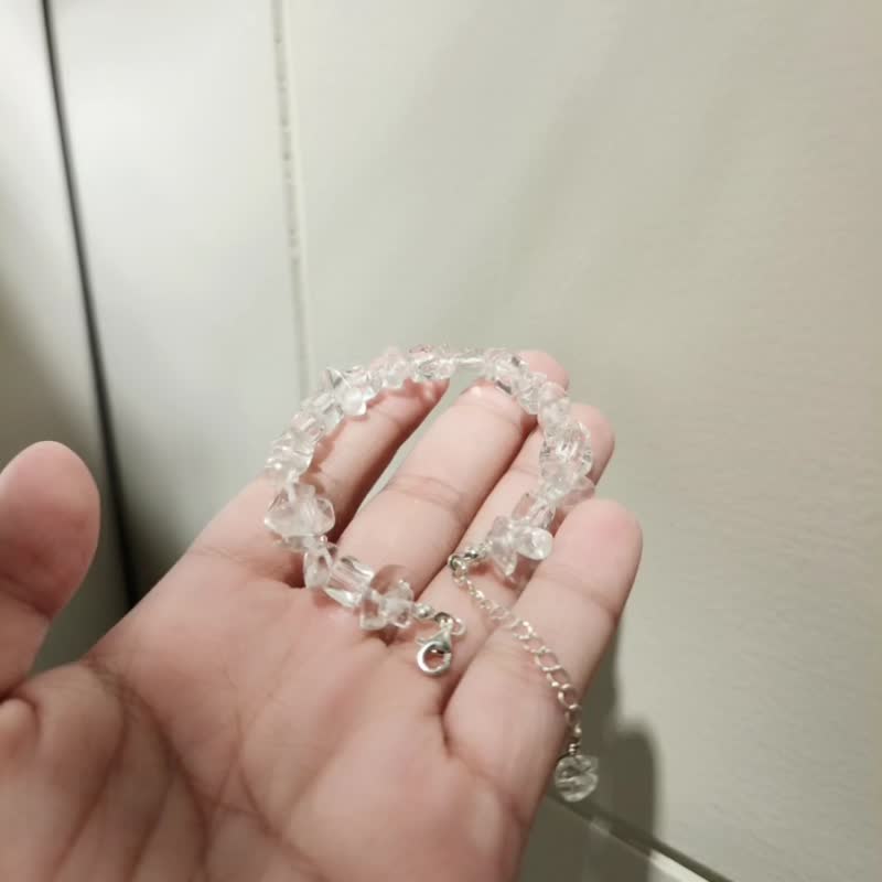 SV925/14KGF RAW Irregular Raw Rock Crystal Bracelet/Anklett, Clear Quartz - สร้อยข้อมือ - คริสตัล สีใส