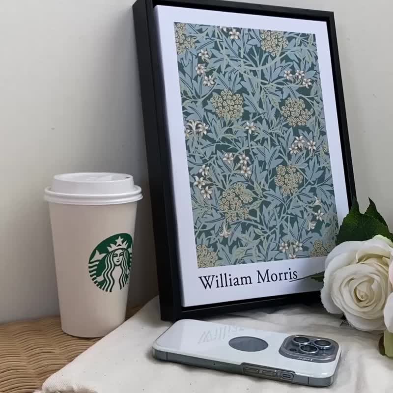 William Morris 茉莉花 - 復古掛畫/裝飾畫/開店送禮/花卉圖騰 - 海報/掛畫/掛布 - 棉．麻 綠色