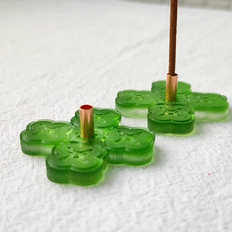 海棠花線香座-綠色款 | 台灣窗花的美好MIT - 香氛/精油/擴香 - 其他材質 綠色