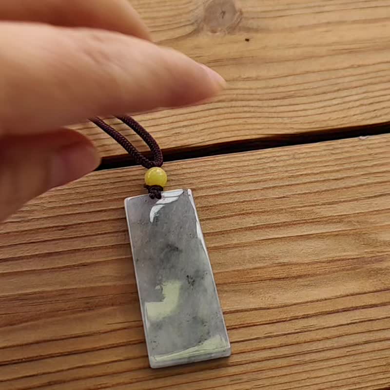 親翠 天然翡翠 冰優雅烏雞灑翠無事牌調整式繩鏈 - 項鍊 - 玉石 多色