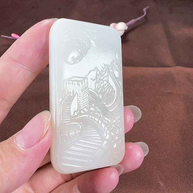 天然新疆和田玉羊脂玉大日如來山水意境吊墜玉質細膩溫潤色澤溫潤 - 吊飾/掛飾 - 玉石 
