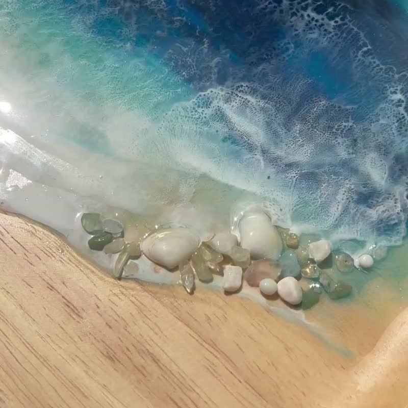 【現貨】神秘深海藍海浪圓木盤 - 盤子/餐盤/盤架 - 樹脂 