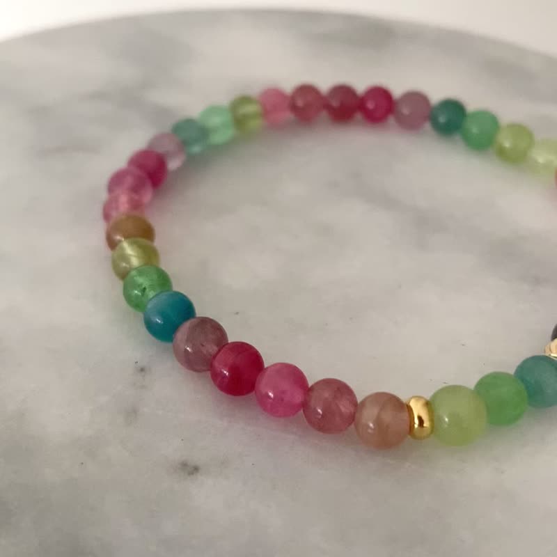 Rainbow collection | Fluroescent tone rainbow tourmaline bracelet - Bracelets - Semi-Precious Stones Multicolor