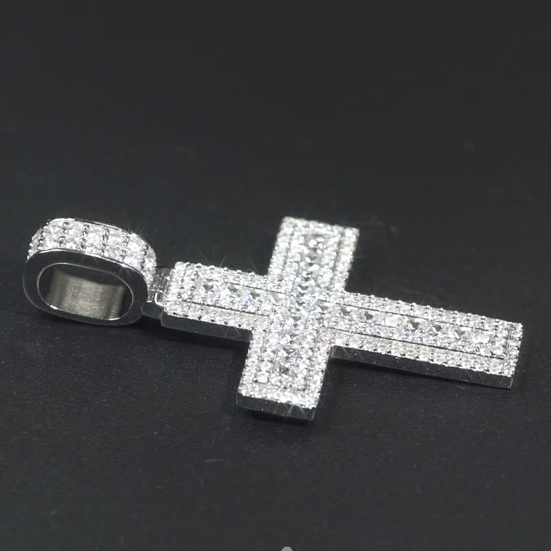 Wbj Princess Square Cross Pendant Necklace - สร้อยคอ - เครื่องเพชรพลอย ขาว