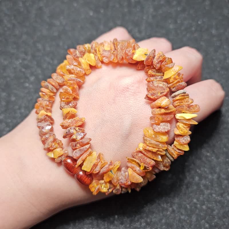 Natural amber ore necklace - สร้อยคอ - เครื่องประดับพลอย สีนำ้ตาล