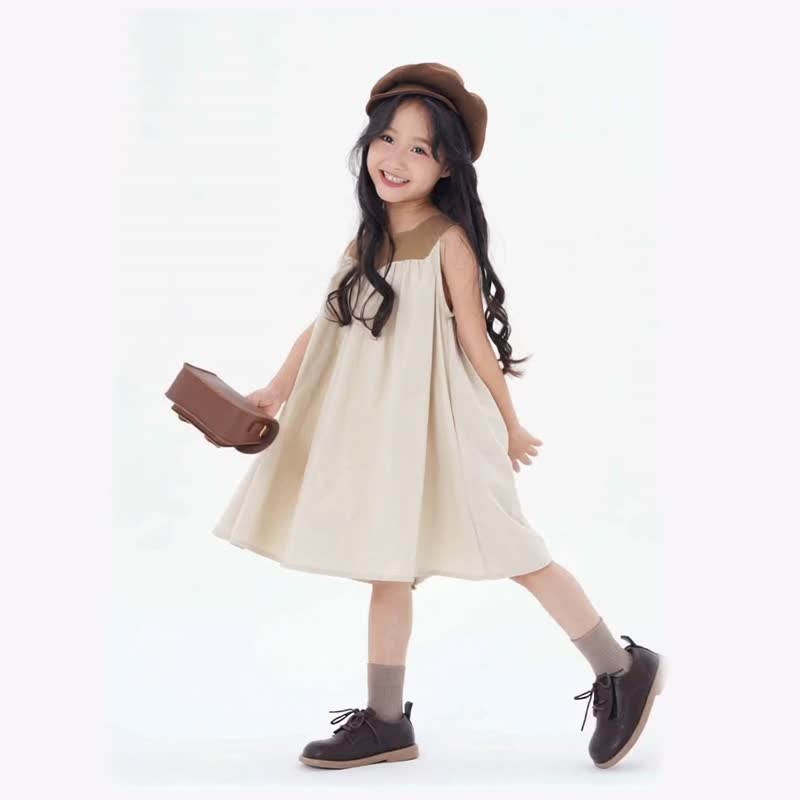 JOPI-Kids' Pure Cotton Dress 2y-10y - Skirts - Cotton & Hemp Khaki