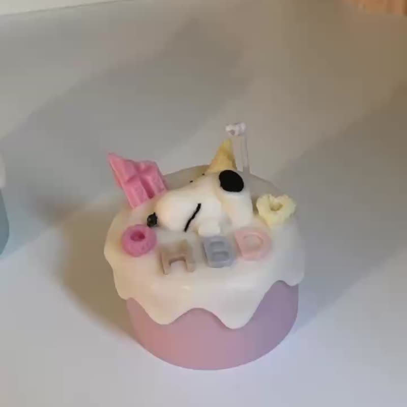 3.5吋 史努比蛋糕蠟燭 Snoopy 生日禮物 客製化 紀念日 香氛蠟燭 - 香氛蠟燭/燭台 - 蠟 