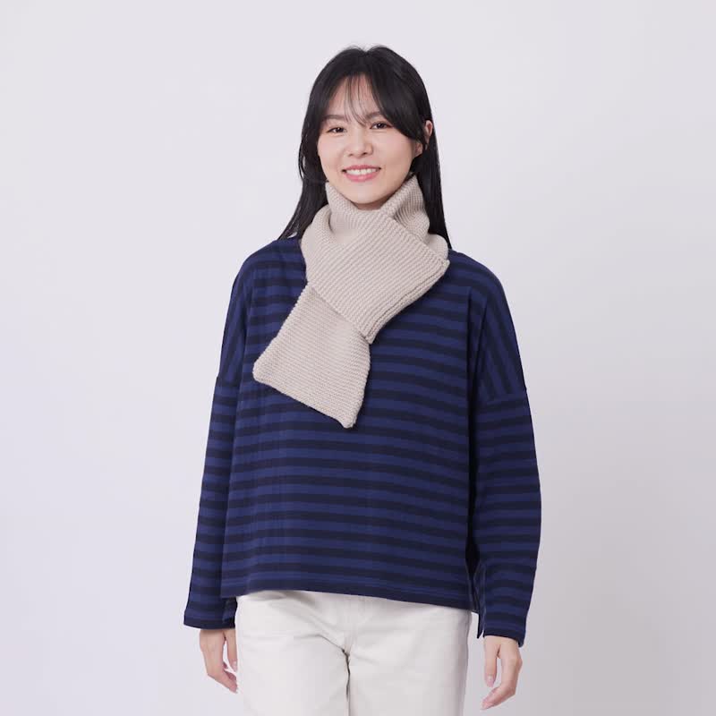 Lala Knitted Crossed Y-Shaped Scarf/ Beige - Knit Scarves & Wraps - Other Man-Made Fibers Brown