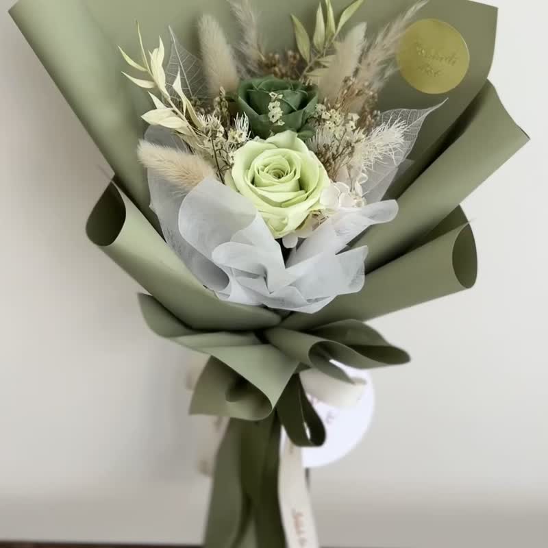 【永生玫瑰花花束】• 情人節/永生玫瑰花/永生玫瑰花花束/玫瑰花 - 乾燥花/永生花 - 植物．花 綠色